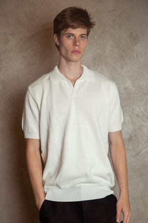 knitted polo /cream