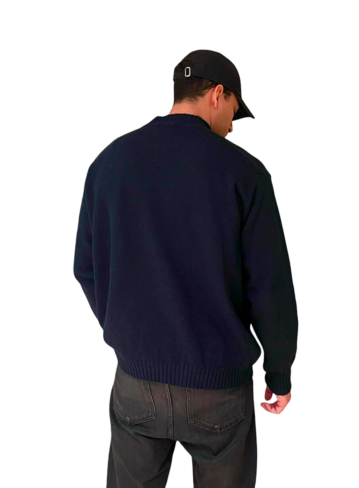wool-blend crewneck /navy