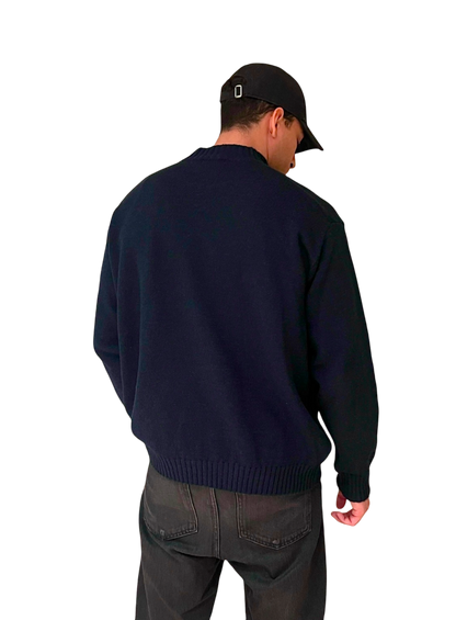 wool-blend crewneck /navy