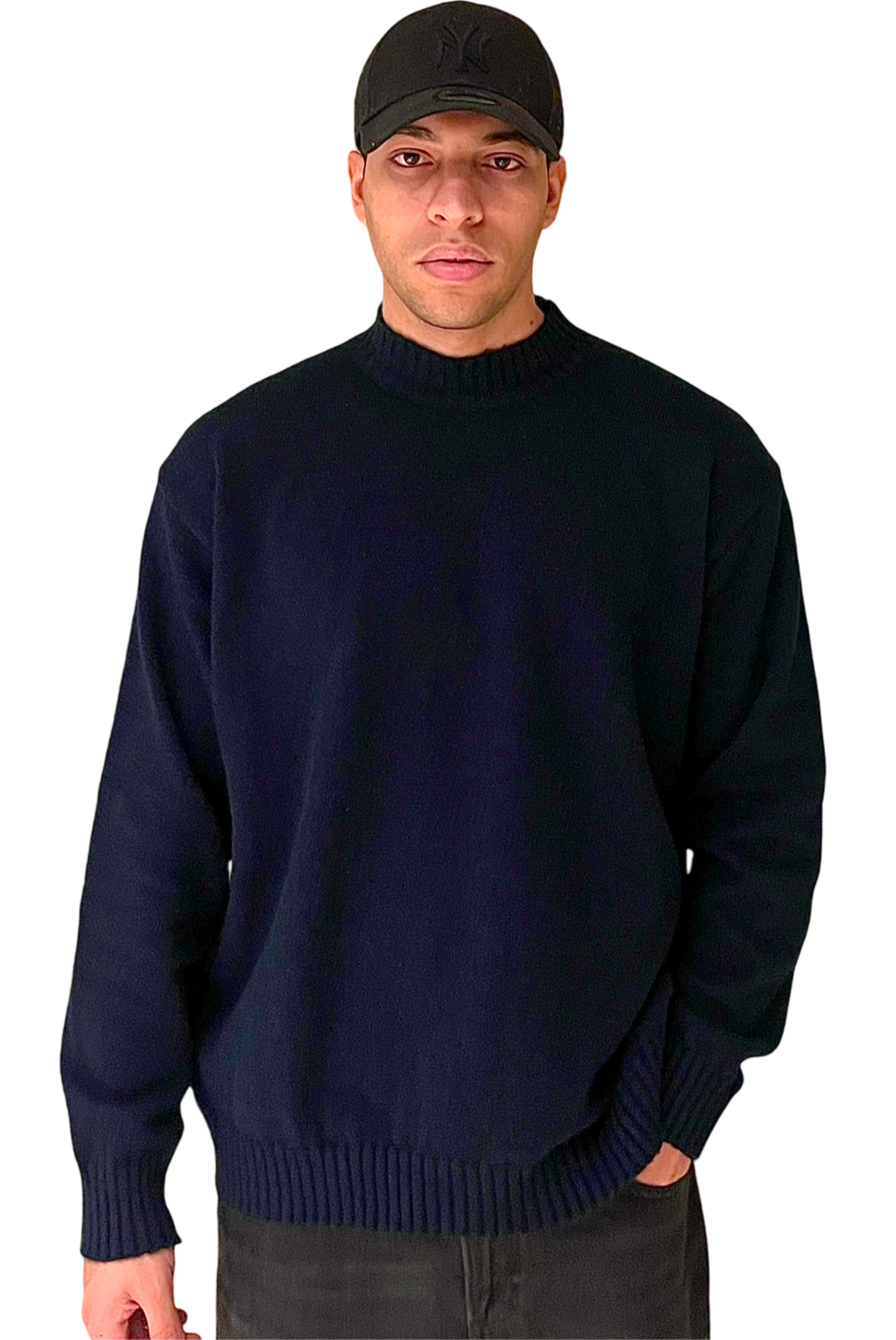 wool-blend crewneck /navy