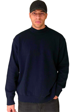 wool-blend crewneck /navy