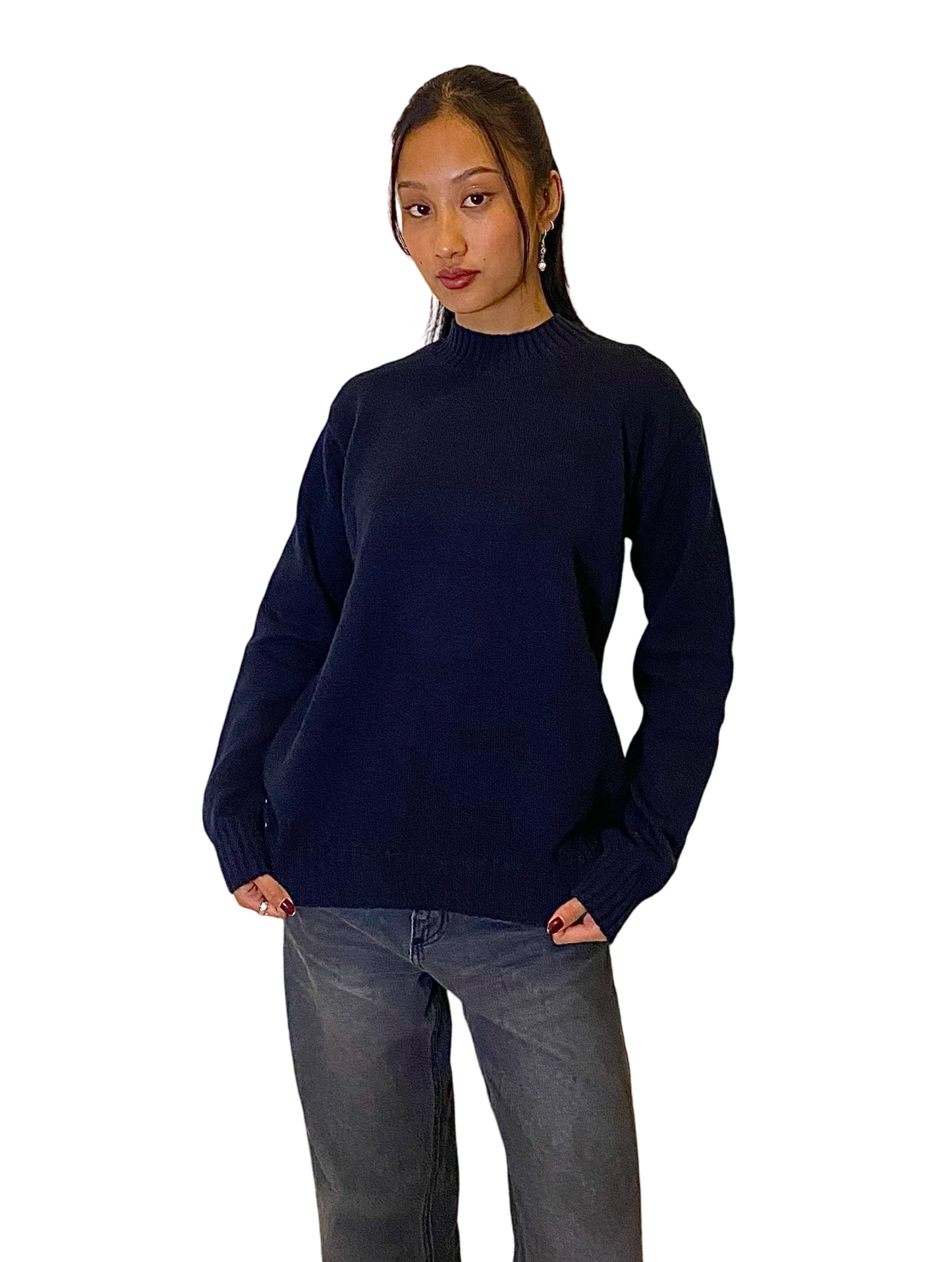 wool-blend crewneck /navy