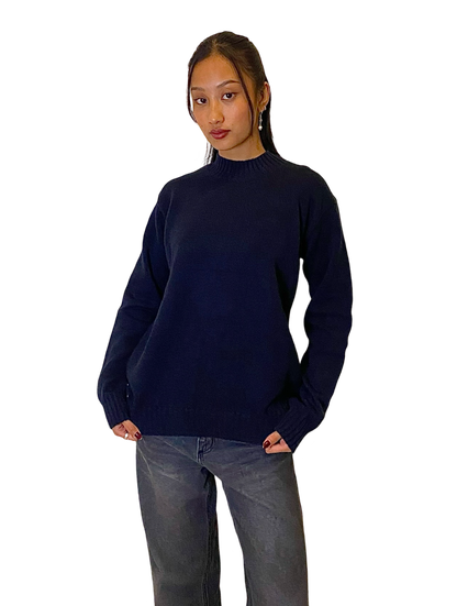 wool-blend crewneck /navy