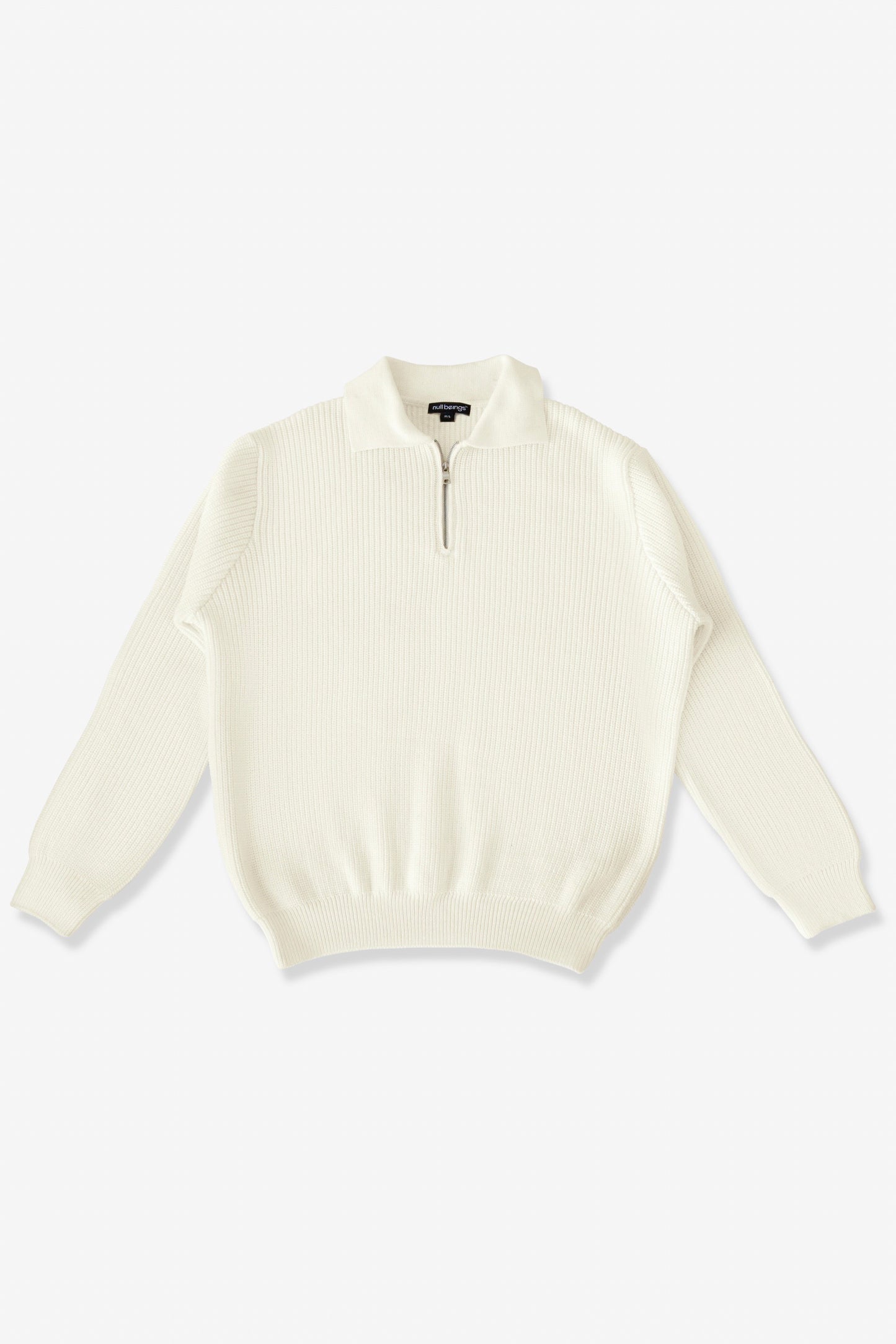 knitted quarter-zip polo /cream white