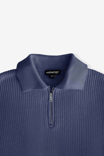 knitted quarter-zip polo /midnight blue