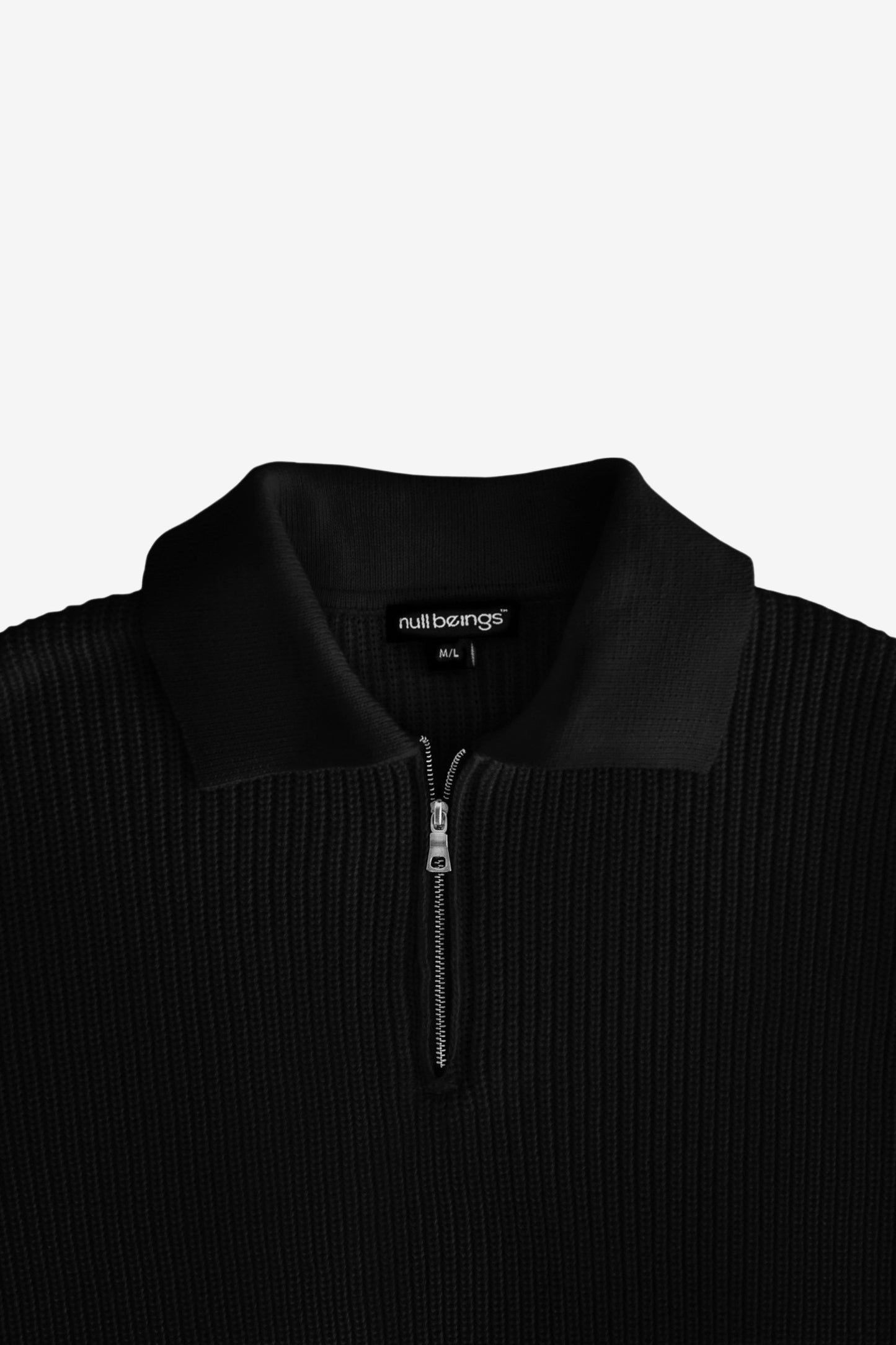 knitted quarter-zip polo /black