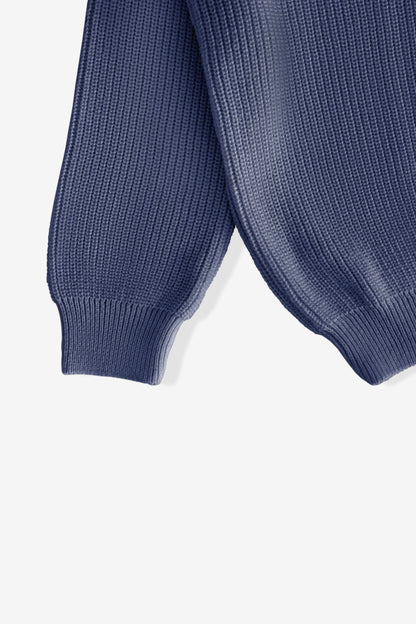 knitted quarter-zip polo /midnight blue