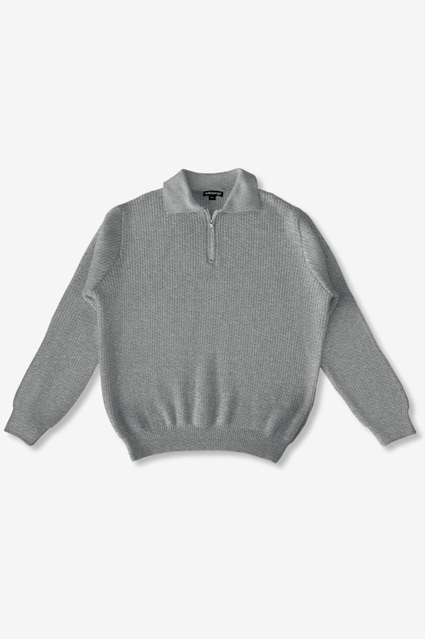 knitted quarter-zip polo /light grey