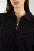 knitted quarter-zip polo