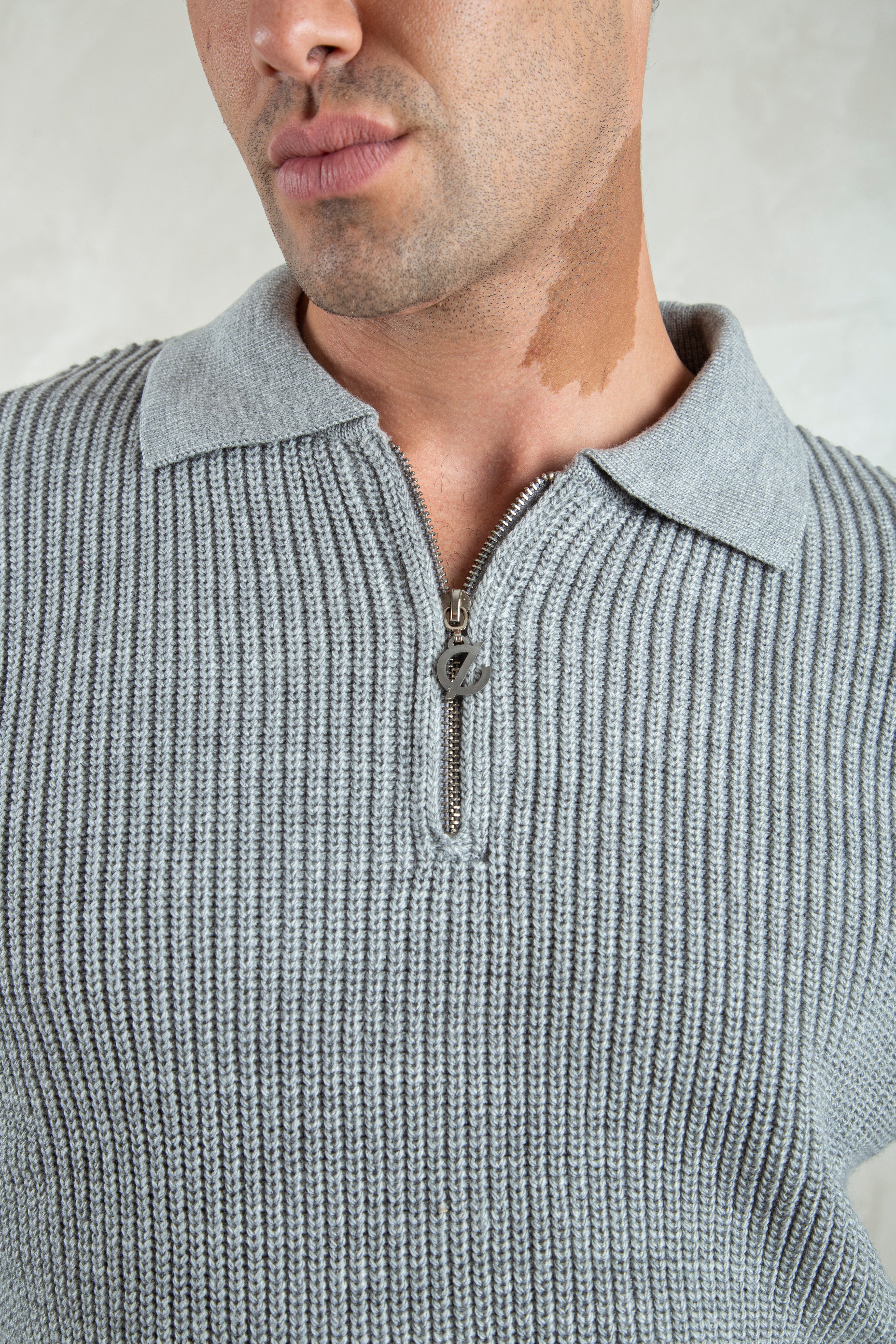knitted quarter-zip polo