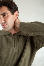 knitted quarter-zip polo