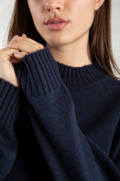 wool-blend crewneck /navy