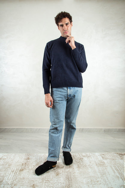 wool-blend crewneck /navy