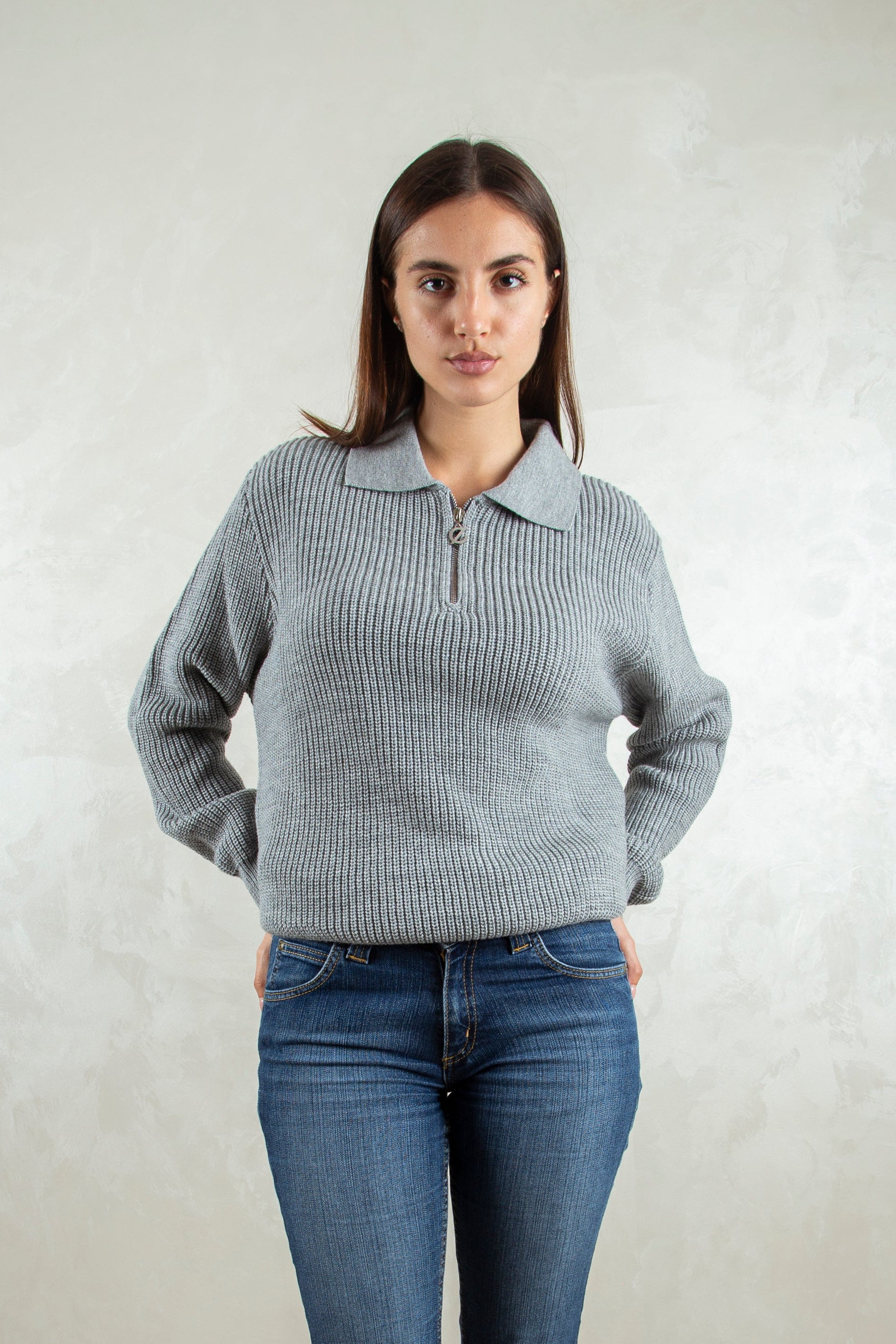knitted quarter-zip polo – null beings