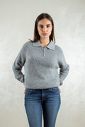 knitted quarter-zip polo