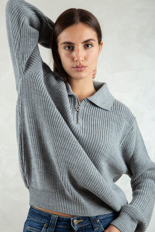 knitted quarter-zip polo