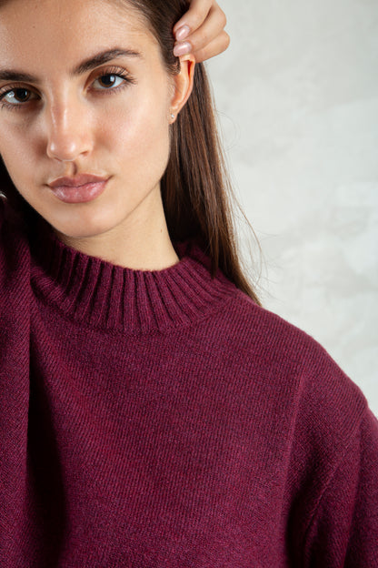 wool-blend crewneck /burgundy