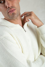 knitted quarter-zip polo