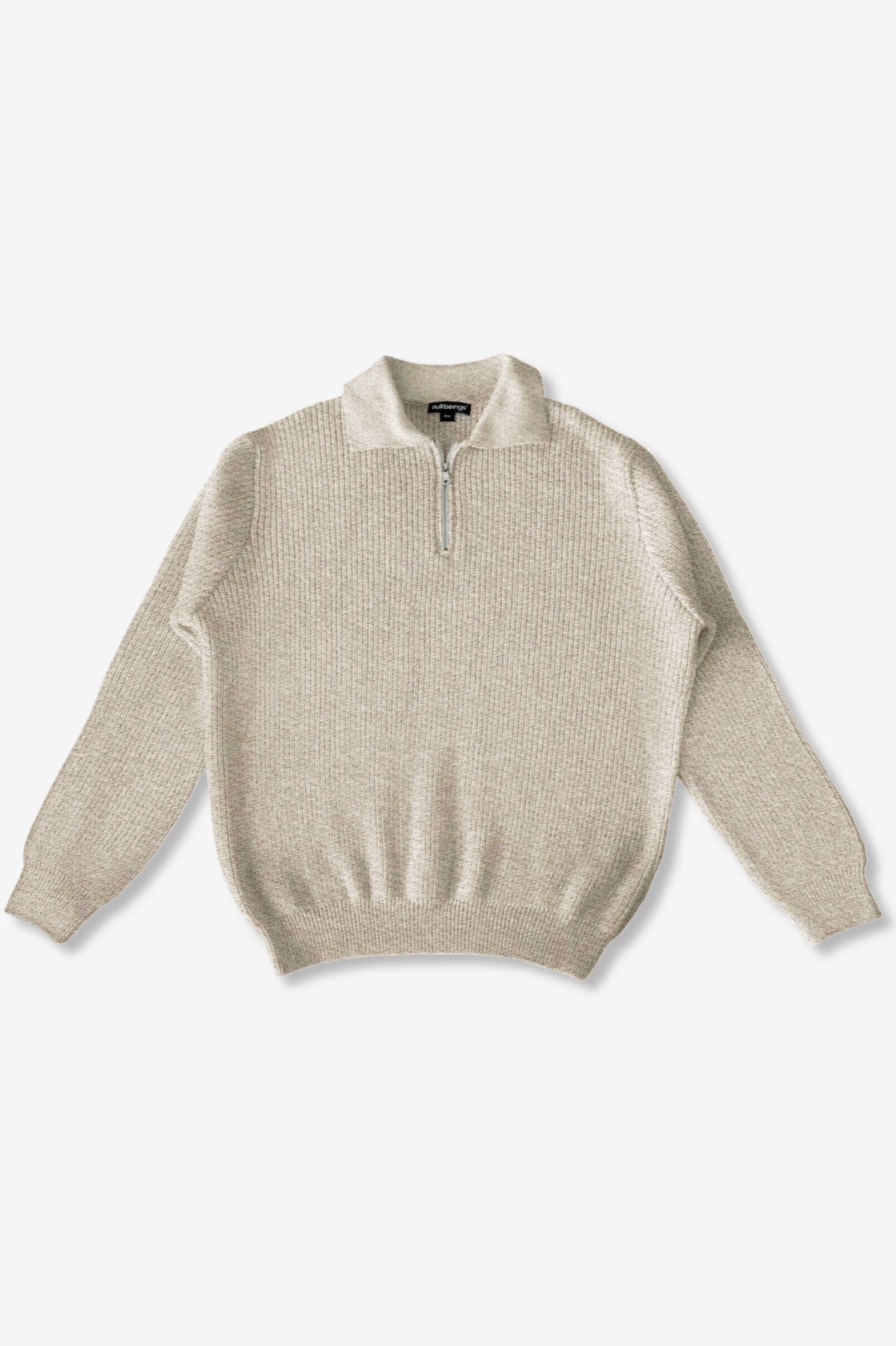 knitted quarter-zip polo /beige