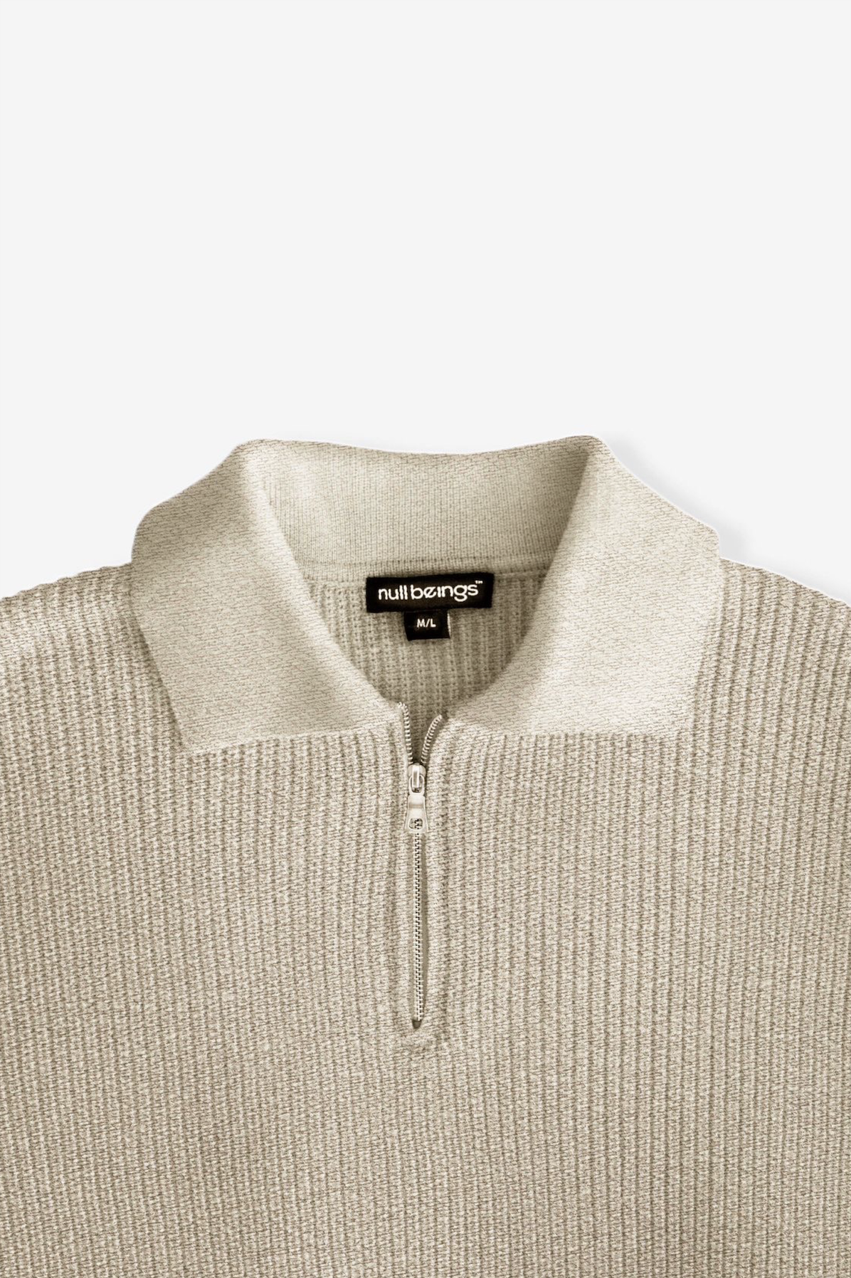 knitted quarter-zip polo /beige