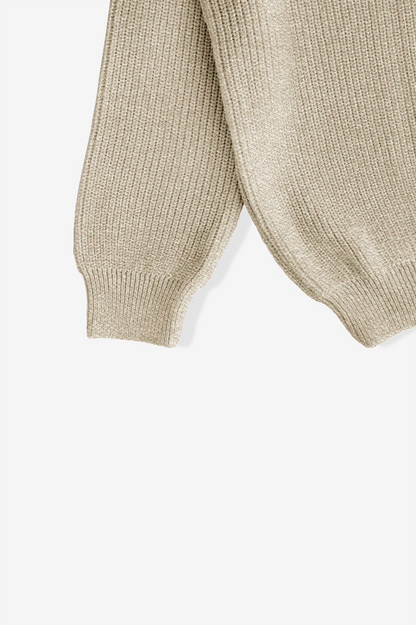 knitted quarter-zip polo /beige